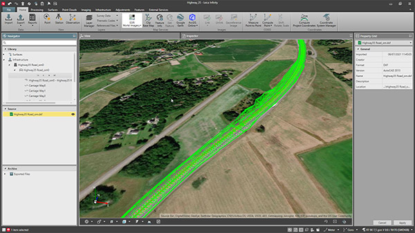 Leica Infinity survey-software | ConX-integration